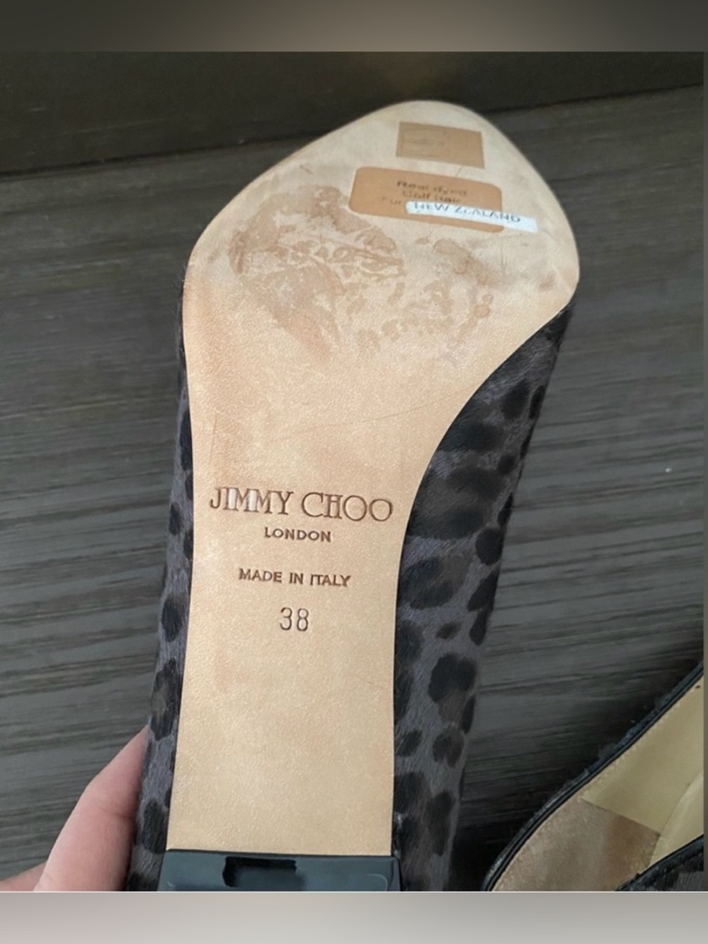 Jimmy Choo Leopard Print Pointed Toe Pumps - Brown & Black horse hair excellent - Picture 5 of 9